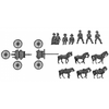 Caisson team (riders in hat) - six horses, caisson and crew (15mm)
